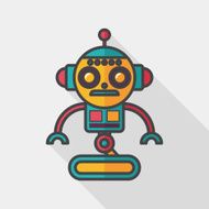 robot concept flat icon with long shadow eps10 N129