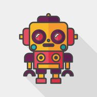 robot concept flat icon with long shadow eps10 N132
