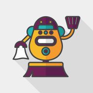 robot concept flat icon with long shadow eps10 N134