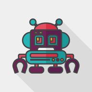 robot concept flat icon with long shadow eps10 N135