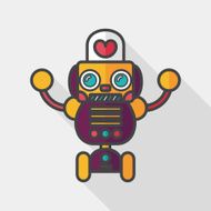 robot concept flat icon with long shadow eps10 N136