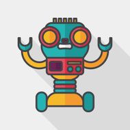 robot concept flat icon with long shadow eps10 N137