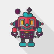 robot concept flat icon with long shadow eps10 N139