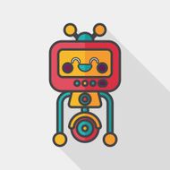 robot concept flat icon with long shadow eps10 N141