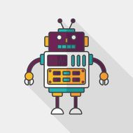 robot concept flat icon with long shadow eps10 N145