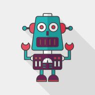 robot concept flat icon with long shadow eps10 N146