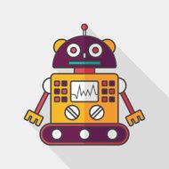 robot concept flat icon with long shadow eps10 N147