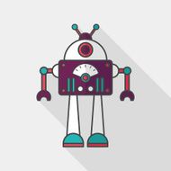 robot concept flat icon with long shadow eps10 N148