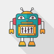 robot concept flat icon with long shadow eps10 N153