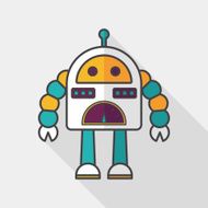 robot concept flat icon with long shadow eps10 N156