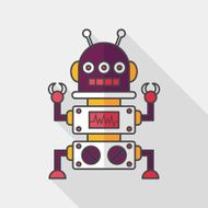 robot concept flat icon with long shadow eps10 N161