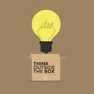 Light bulb thinking outside the box