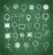 Set of doodle sketch pointers Navigation pins