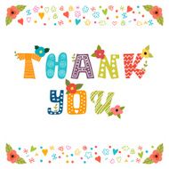 Thank you card design Cute greeting with flowers