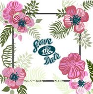 Vintage inspired summer tropical flowers and leaves N12