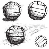 volleyball ball sketch set isolated on white background
