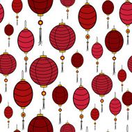 Vector semless pattern of chinese lanterns isolated on white background