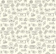 Hand drawn ampersands and catchwords seamless background