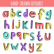 Hand drawn colorful english alphabet