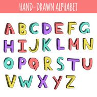 Hand drawn colorful english alphabet N2