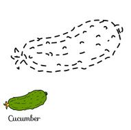 Connect the dots fruits and vegetables (cucumber)