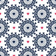 Seamless pattern with hand drawn circles and hearts Ornate floral