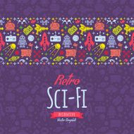 Retro Sci-Fi vector decorating design N2