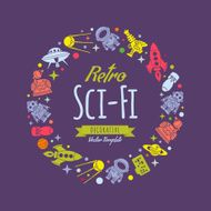 Retro Sci-Fi vector decorating design N4