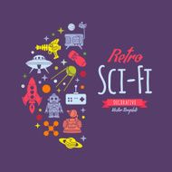 Retro Sci-Fi vector decorating design N5