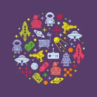 Retro Sci-Fi vector decorating design N6