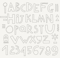 Cute alphabet and figures Isolated Vector