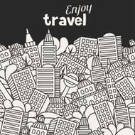 Town seamless pattern with hand drawn houses