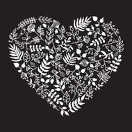 Vector rustic floral heart shape illustration Hand-draw N2