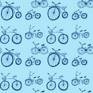 Cute doodle bicycles on white background
