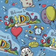 Seamless texture with blue school doodles