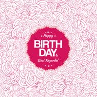 Red waves for happy birthday card design