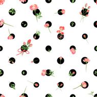 Polka Dot Seamless Pattern with Flowers Vector illustration eps10