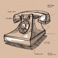 vector sketch illustration - telephone handset