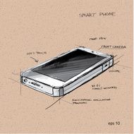 Vector sketch illustration - smartphone with touchscreen display