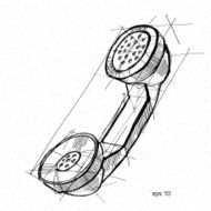vector sketch illustration - telephone handset N4