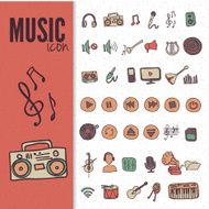 Hand drawn doodle music icon set
