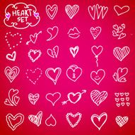 Heart doodle set