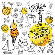 Set of vector doodle summer icons N2
