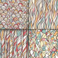Geometric doodle seamless patterns set