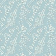 Seamless pattern with outline vintage keys