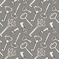 Seamless pattern with outline vintage keys N2