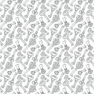 Seamless pattern with outline vintage keys N4