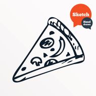Hand drawn piece of pizza Sketched pizza slice
