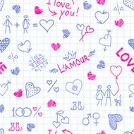 Hand drawn frame from love elements and cute hearts N2