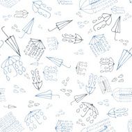Umbrella doodle seamless pattern N3